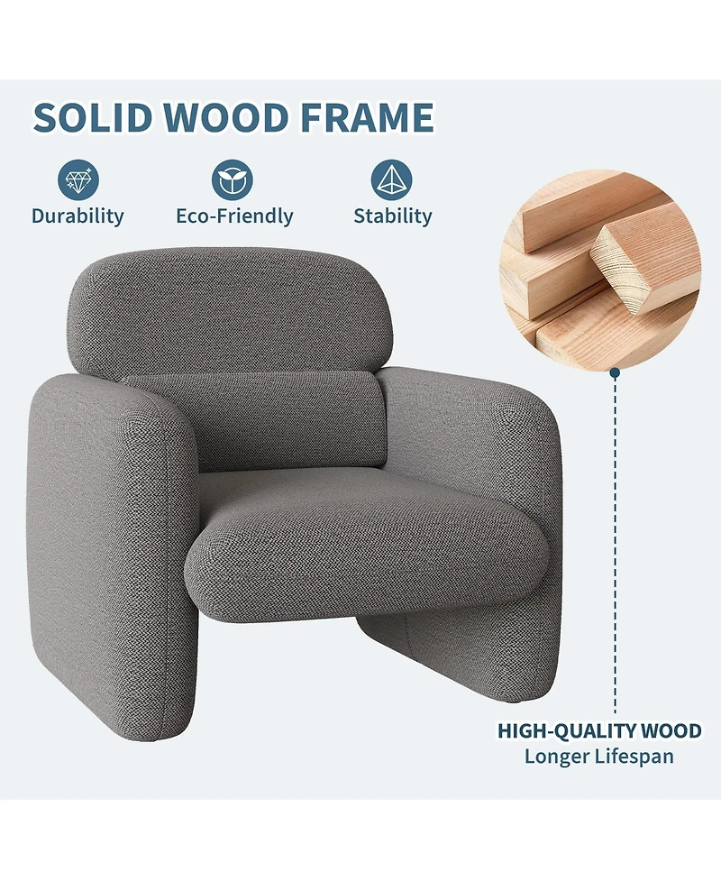 gaomon Accent Chair Set of 2 Linen Upholstered Armchair with Ergonomic Lumbar Support Solid Wood Frame Pet-Friendly for Living Room Bedroom Office