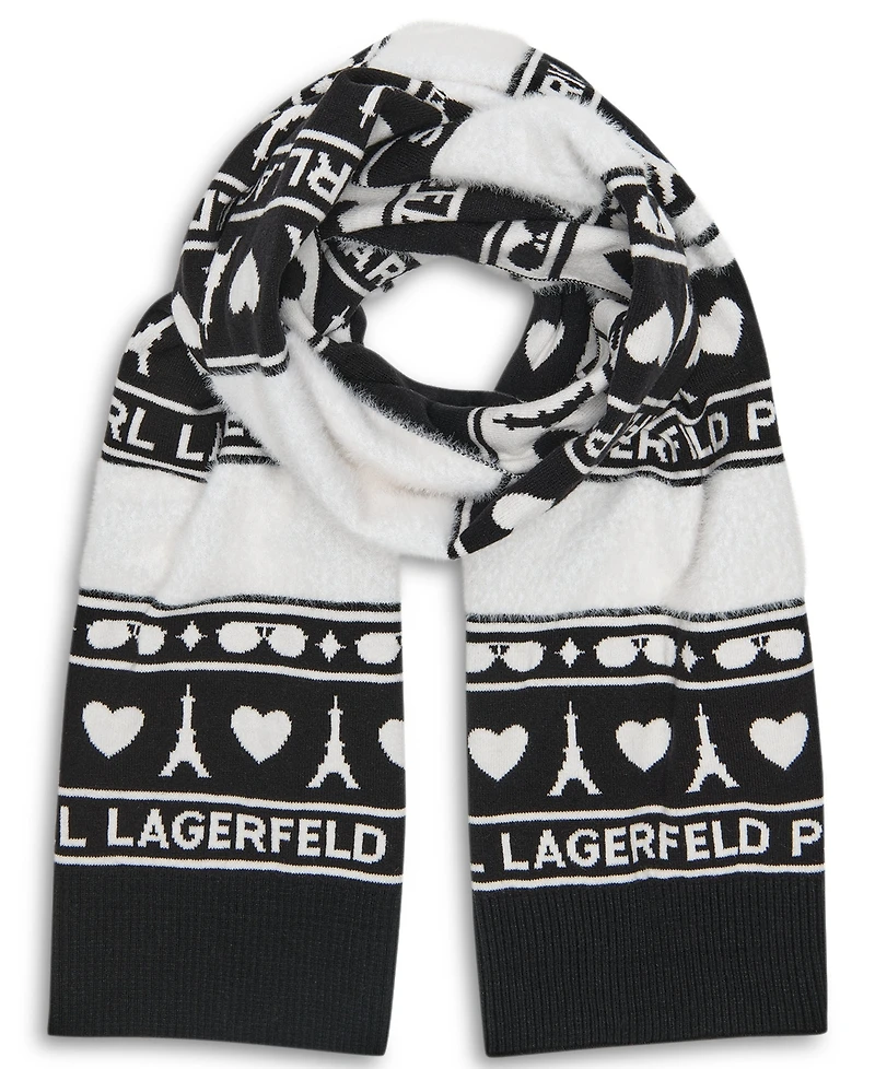 Karl Lagerfeld Paris Heart of Paris Jacquard Knit Scarf