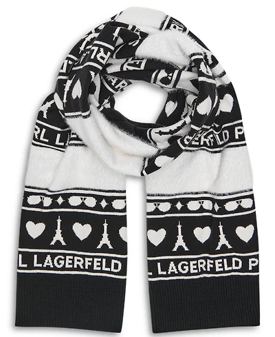 Karl Lagerfeld Paris Heart of Paris Jacquard Knit Scarf