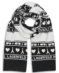 Karl Lagerfeld Paris Heart of Paris Jacquard Knit Scarf