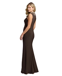 Mac Duggal Women's Embellished Mock Neck Trumpet Gown