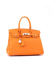 Pre-Owned Hermes Birkin 30 Handbag Orange Epsom with Palladium Hardware