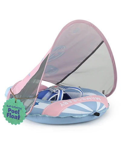Mambobabyfloat Sunny Navigator Chest Float with Air-Free Foam, 5-Point Safety Buckle & Removable Sun Canopy, Ages 3 Months-2 Years