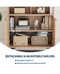 Farmhouse Sideboard Buffet Cabinet Set of 2 with Storage Fluted Doors Adjustable Shelves for Dining Room Entryway Kitchen