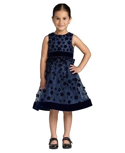 Mac Duggal Big Girls Embellished Floral A-Line Dress