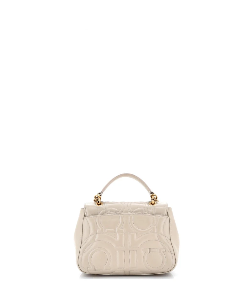 Pre-Owned Salvatore Ferragamo Medium Gancini Turnlock Top Handle Bag Gancini Quilted Leather