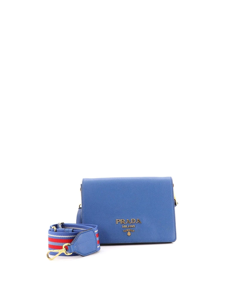 Pre-Owned Prada Small Dual Strap Flap Crossbody Bag Vitello Daino