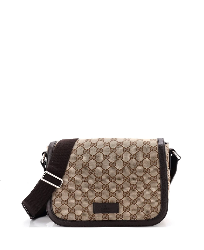 Pre-Owned Gucci Small Flap Messenger Bag Gg Canvas