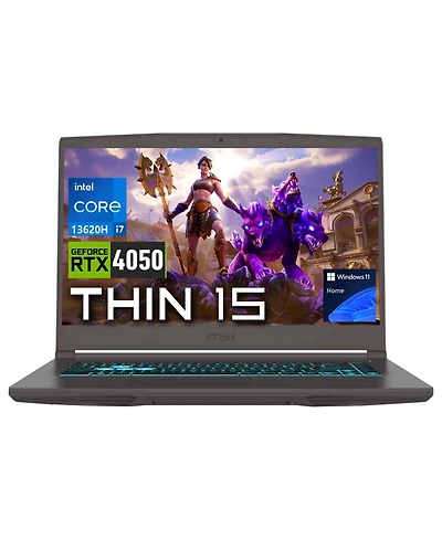 Msi Thin 15 15.6" Fhd Rtx 4050 Gaming Laptop, 144Hz, Intel Core i7-13620H, 32GB Ram, 2TB Ssd, Wi-Fi 6, Win11 Home, Black