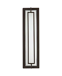Possini Euro Design Belfonte Modern Outdoor Wall Light Fixtures Set of 2 Bronze Rectangular Frame Led 16 1/4" White Glass for Post Exterior