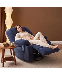 Oversized Swivel Rocker Recliner with Massage and Heat, Corduroy, Extra Wide Seat