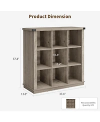 37.4" 9-Cube Farmhouse Horizontal Bookcase, 4-Tier Storage Organizer for Entryway and Living Room