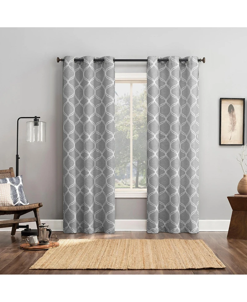 Sun Zero Tikal Woven Ogee Blackout Grommet Curtain Panel Pair