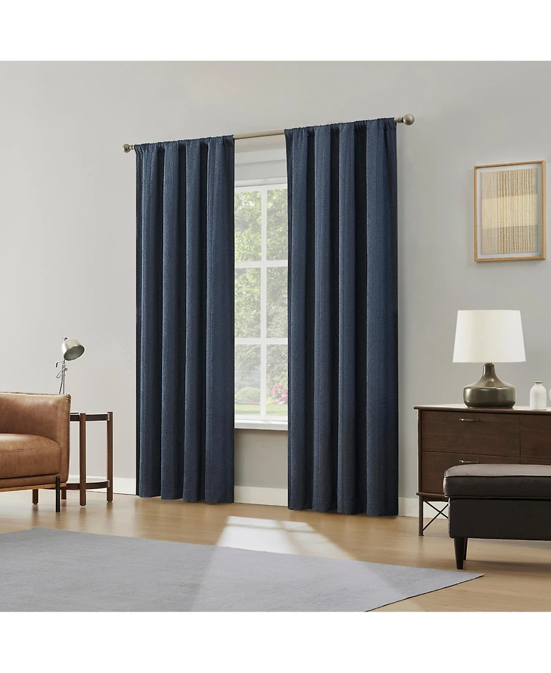 Sun Zero Medina Woven Damask Medallion Blackout Rod Pocket Curtain Panel Pair