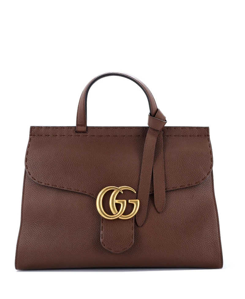 Pre-Owned Gucci Medium Gg Marmont Top Handle Bag Leather