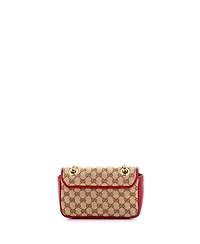 Pre-Owned Gucci Mini Gg Marmont Flap Bag Diagonal Quilted Gg Canvas with Leather