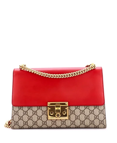 Pre-Owned Gucci Medium Padlock Shoulder Bag Gg Coated Canvas and Leather