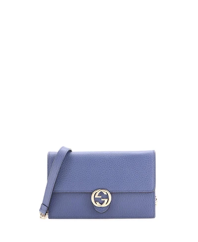 Pre-Owned Gucci Interlocking Wallet on Chain Leather
