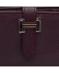 Pre-Owned Hermes Women's Raisin Epsom Leather Palladium Finish Bearn Wallet