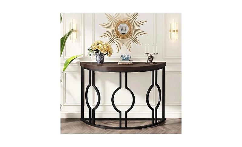 Slickblue 43" Industrial Half Moon Console Table for Entryway