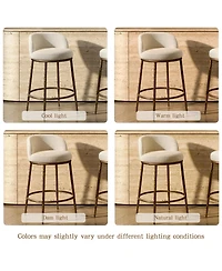 Morden Fort Set of 2 Counter Height Bar Stools, Modern Upholstered Stools with Hammered Iron Legs,Boucle Island Chairs for Dining Room and