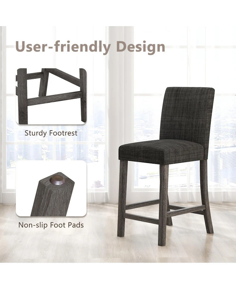 Sugift Counter Height Bar Stools Set of 2 with Backrest and Footrest
