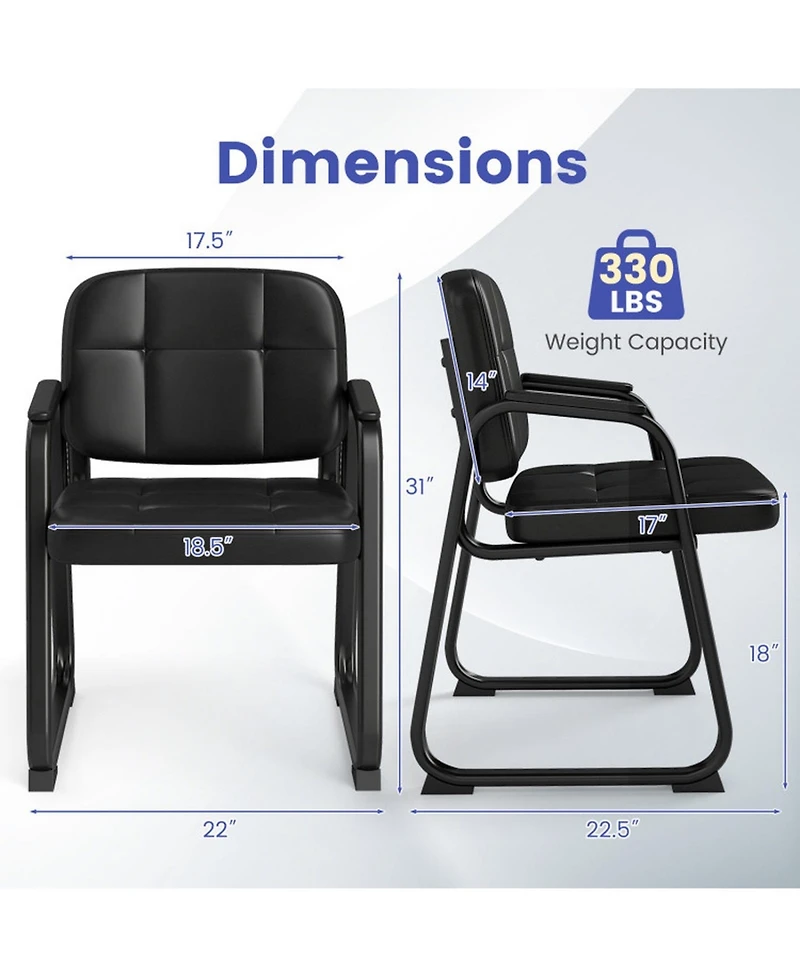 Sugift Office Reception Chairs Set of 2 Faux Leather Guest Chairs with Padded Armrests