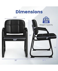Sugift Office Reception Chairs Set of 2 Faux Leather Guest Chairs with Padded Armrests