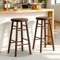 Sugift 24 Inch Swivel Bar Stools Set of 2 with Footrests and Crossbars Solid Rubber Wood Counter Seating