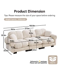 Boyel Living Chenille Cloud 3-Seater Sofa Exquisite Pillows and Quilted Back Cushions Soft Padded Armrests