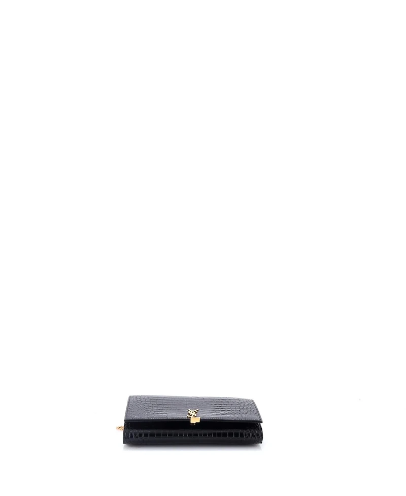 Pre-Owned Saint Laurent Classic Monogram Flap Chain Wallet Embossed Leather
