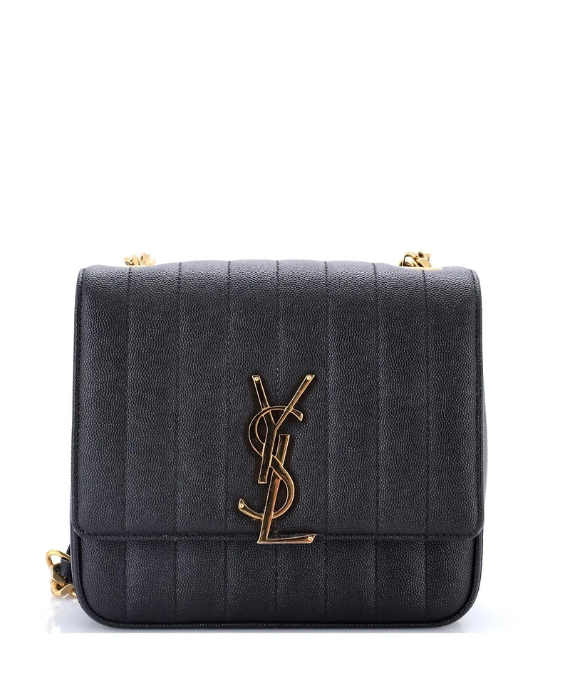 Pre-Owned Saint Laurent Medium Vicky Crossbody Bag Vertical Quilted Grainy Leather