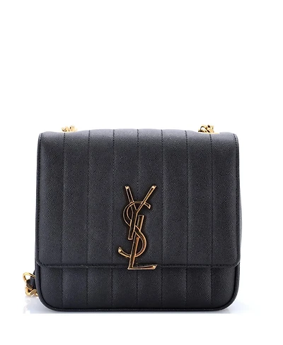 Pre-Owned Saint Laurent Medium Vicky Crossbody Bag Vertical Quilted Grainy Leather