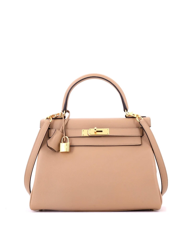 Pre-Owned Hermes Kelly 28 Handbag Brown Evercolor with Gold Hardware