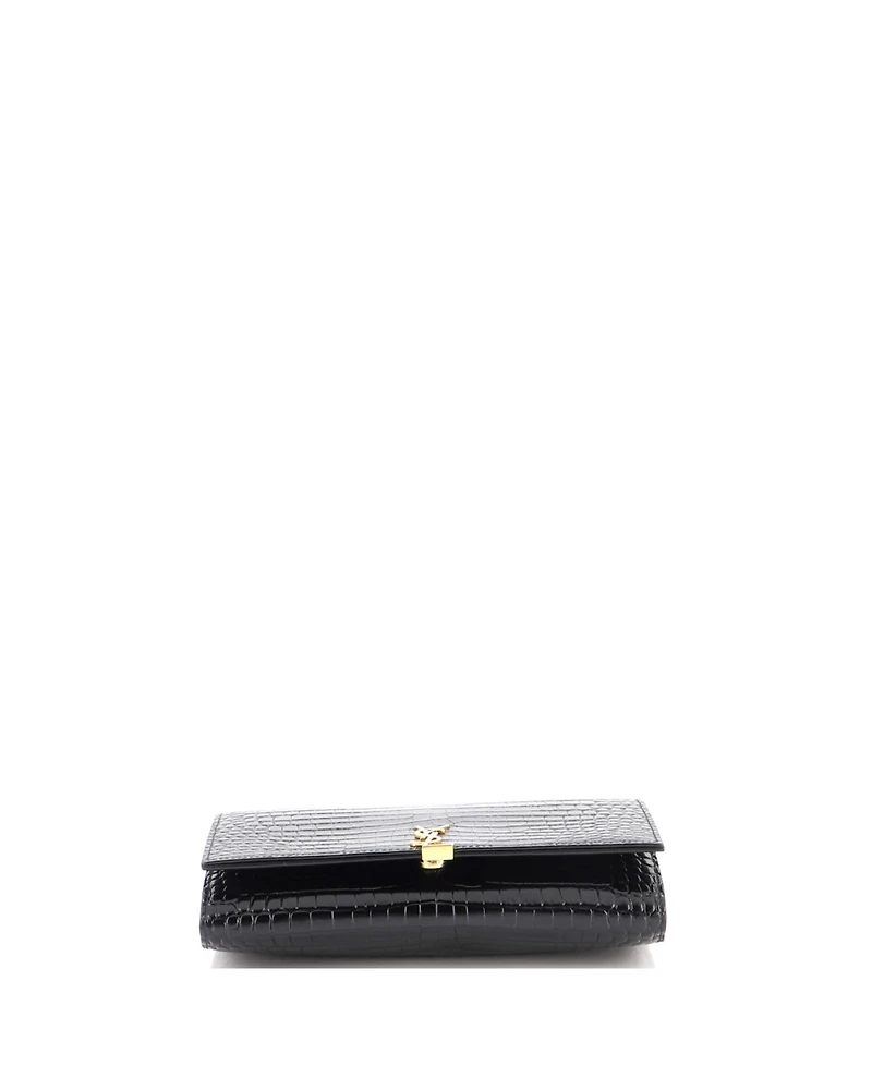 Pre-Owned Saint Laurent Classic Monogram Flap Chain Wallet Embossed Leather