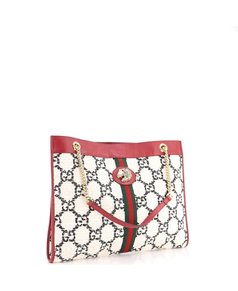 Pre-Owned Gucci Large Rajah Chain Tote Gg Tweed