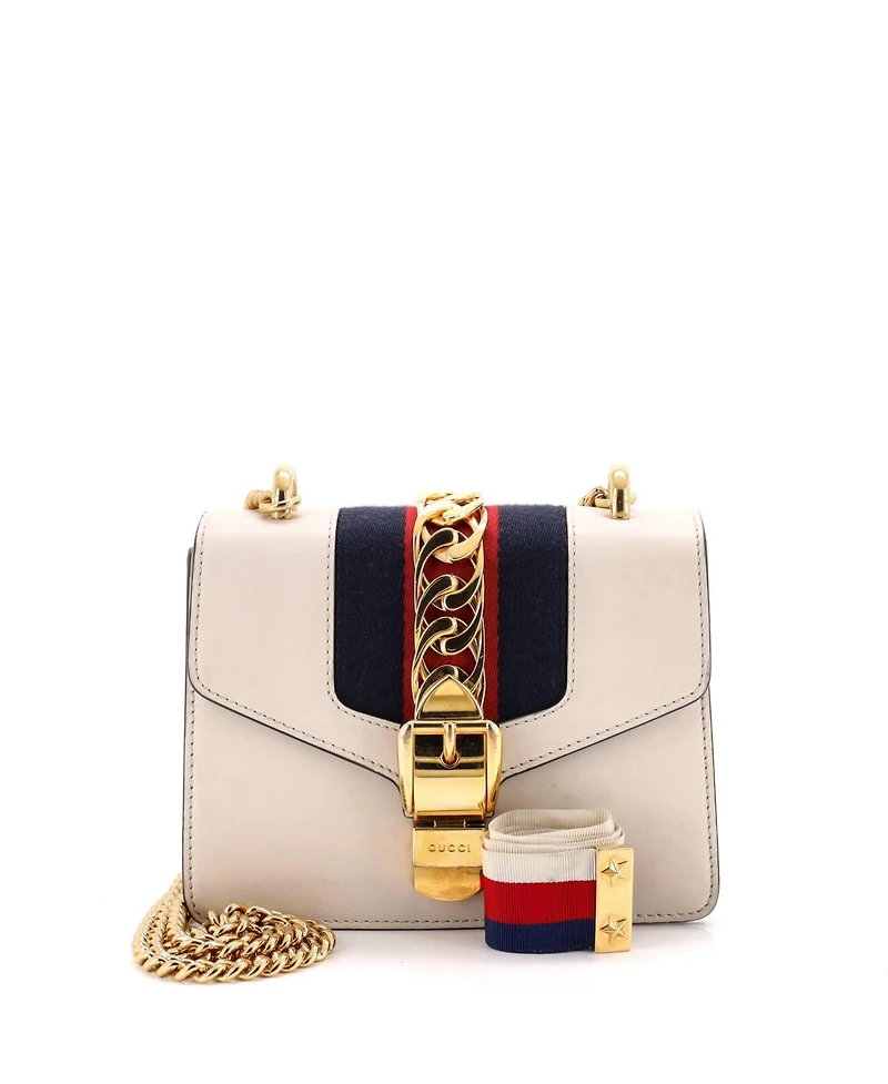 Pre-Owned Gucci Mini Sylvie Chain Shoulder Bag Leather