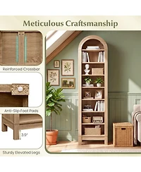 Sugift 71 Inch Tall 8-Tier Arch Bookshelf with 3 Adjustable Shelves and Slim Footprint