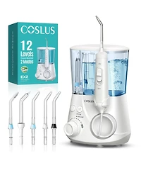 Coslus EX2 Water Flosser: 2 Modes, 12 Pressures, 5 Tips For Braces, Sensitive Gums, Family