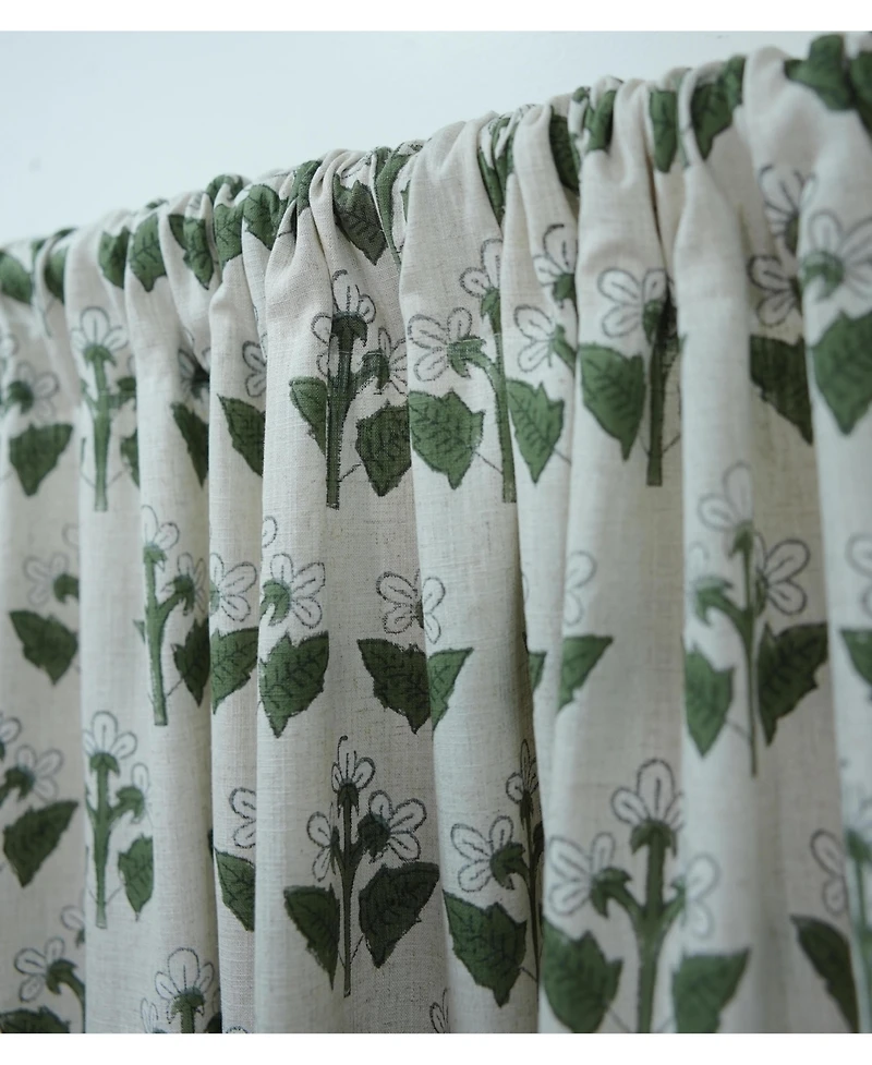Fabdivine Chahat Handmade Block Print Floral Linen Curtains