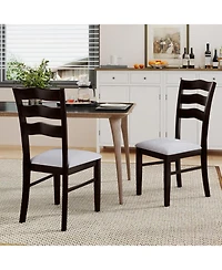 Sugift Farmhouse Dining Chairs Set of 2 with Wave Shaped Hollowed Backrest and Microfiber Velvet Seats