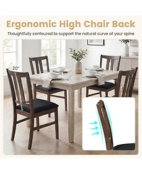 Sugift Set of 2 Wooden Dining Chairs with 20 Inch High Curved Back Upholstered Seats Farmhouse Style