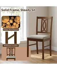 Sugift Farmhouse Dining Room Chairs Set of 2 Hollowed Backrest Design with Faux Linen Cushioned Seats