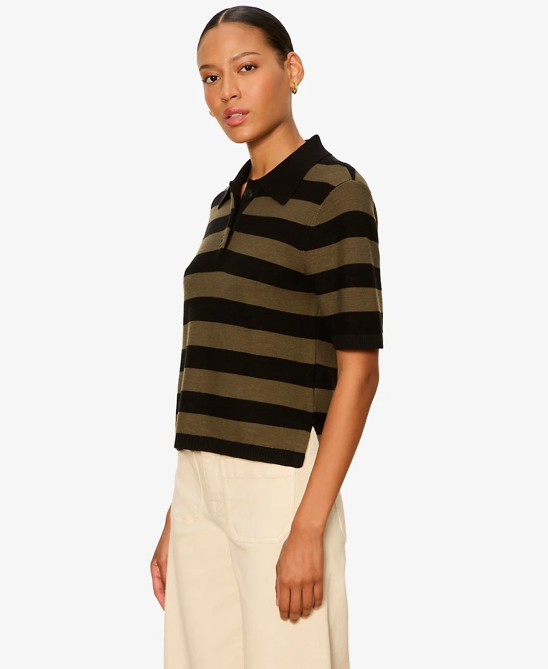 Sanctuary Women's For Keeps Short-Sleeve Striped Polo Sweater