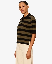 Sanctuary Women's For Keeps Short-Sleeve Striped Polo Sweater