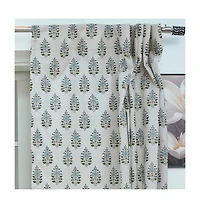Fabdivine Floral Block Print Linen Curtain Handmade Boho Window Panel