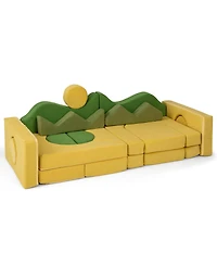 Slickblue 19-Piece Modular Kids Play Sofa for Creative Building and Indoor Play