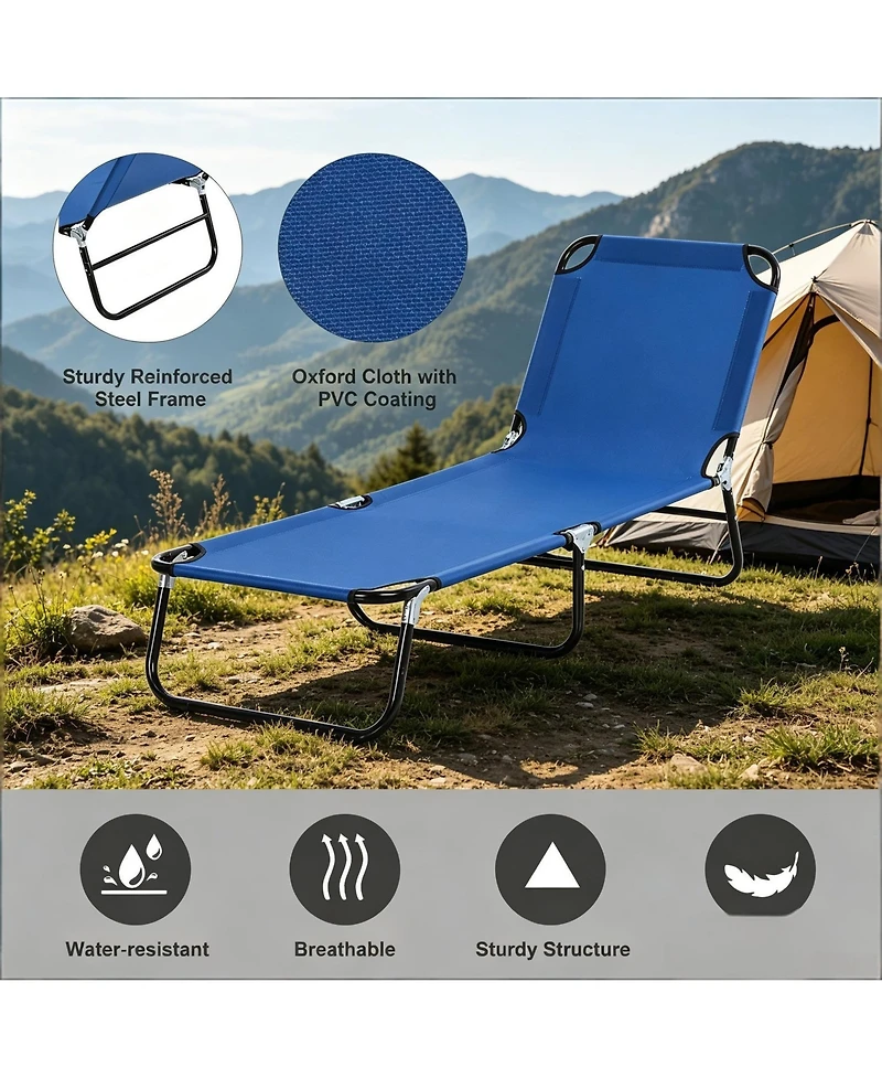Yiortwo Folding Chaise Lounge Pool Chair with 5 Position Reclining Back for Patio Beach and Poolside