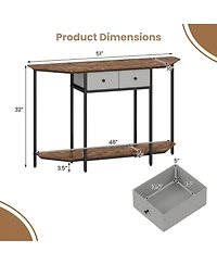 Sugift 51 Inches Console Table with 2 Folding Fabric Drawers and Open Storage Shelf