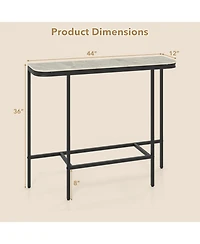 Sugift 44 Inches Faux Marble Entryway Console Table on Heavy-Duty Metal Frame